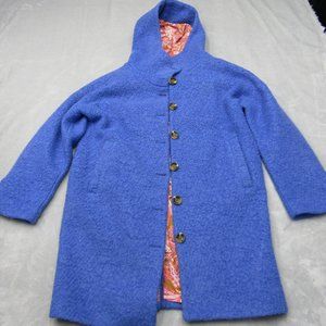 Sundance Hooded Wool Blend Peacoat Purpley Blue Paisley Liner Medium Petit